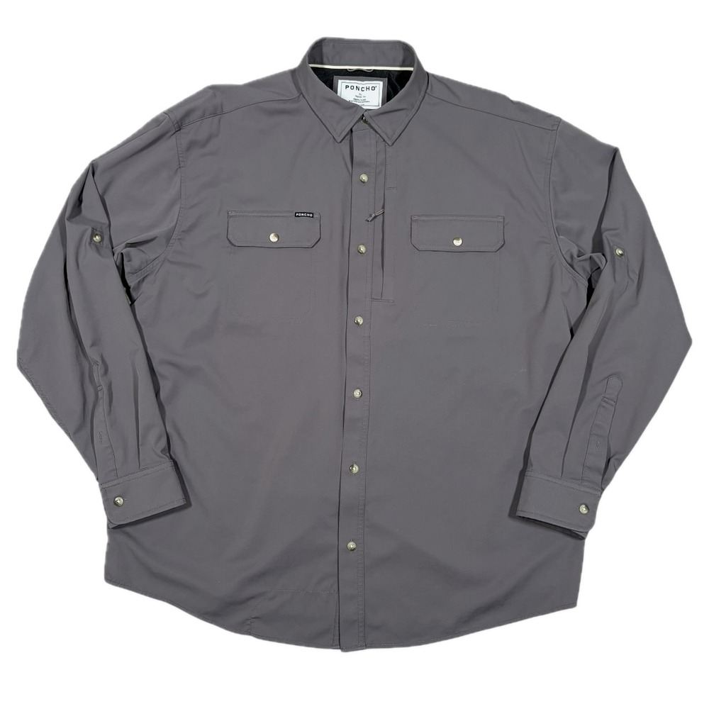 Poncho Shirt Mens XL Magnetic Pockets Regular Fit Roll Tab Sleeve Fishing Hiking
